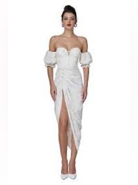 NWT Adeirlina Forget Me Not White Corset Style Midi Dress XS Garden Fairy Whimsy
